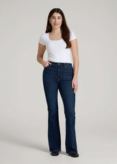 American Tall Online Shop | Chloe High Rise Flare Jeans for Tall Women in Indigo Dusk