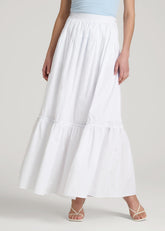 American Tall Online | Tiered Cotton Maxi Skirt for Tall Women in White