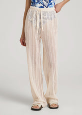 American Tall Sale | Openwork Knit Pants for Tall Women in Natural