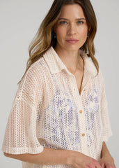 American Tall Outlet | Openwork Loose Knit Top for Tall Women in Natural