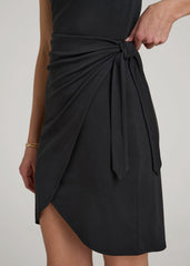 American Tall Discount | Cap Sleeve Wrap Mini Dress for Tall Women in Black