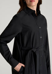 American Tall Sale | Relaxed Poplin Shirtdress for Tall Women in Black