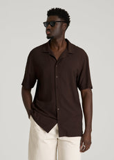 American Tall Outlet | Short Sleeve Resort Shirt for Tall Men in Espresso
