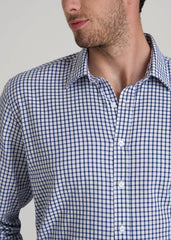American Tall Discount | Oskar Easy Care Dress Shirt for Tall Men in Bright Blue Grid