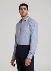 American Tall Discount | Oskar Easy Care Dress Shirt for Tall Men in Bright Blue Grid