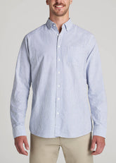 American Tall Outlet | Washed Oxford Shirt for Tall Men in Blue Banker Stripe
