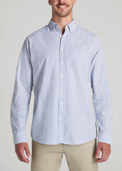 American Tall Outlet | Washed Oxford Shirt for Tall Men in Blue Banker Stripe