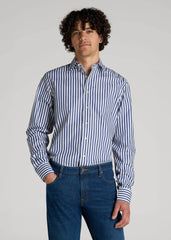 American Tall For Sale | Premium Dress Shirt for Tall Men in Bold Blue Stripe
