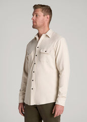 American Tall Online Shop | Stretch Flannel Button Shirt for Tall Men in Soft Beige