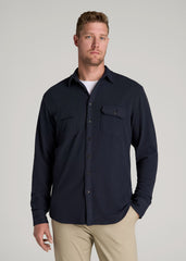 American Tall For Sale | Stretch Flannel Button Shirt for Tall Men in True Navy