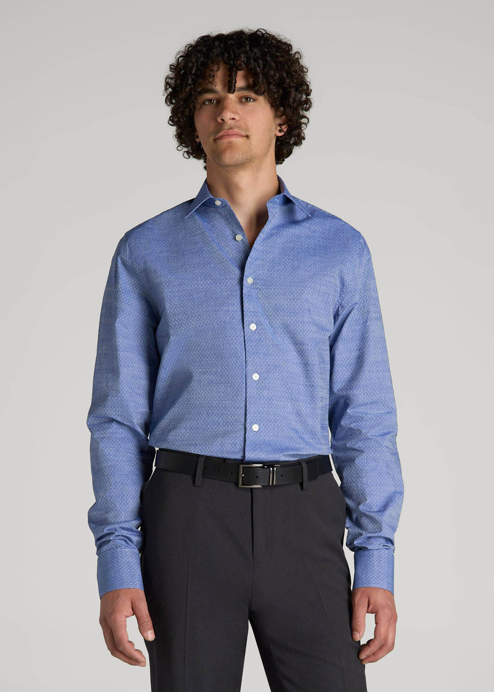 American Tall Online | Premium Dress Shirt for Tall Men in Medium Blue Diagonal