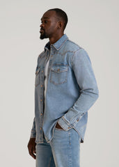 American Tall Outlet | Western Denim Shirt for Tall Men in Heritage Faded