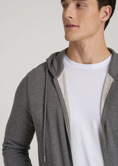 American Tall Discount | Wearever French Terry Full-Zip Hoodie for Tall Men in Charcoal Mix