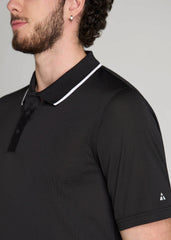 American Tall Sale | A.T. Performance Tipped Golf Polo for Tall Men in Black