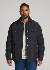 American Tall Discount | LJ&S Puffer Shirt Jacket for Tall Men in Black