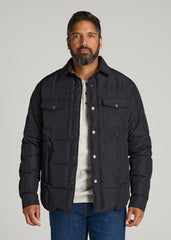 American Tall Discount | LJ&S Puffer Shirt Jacket for Tall Men in Black