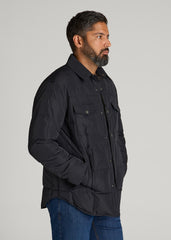 American Tall Discount | LJ&S Puffer Shirt Jacket for Tall Men in Black