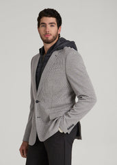 American Tall Outlet | Hooded Bib Blazer for Tall Men in Chocolate and Black Houndstooth