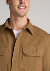 American Tall Online Shop | LJ&S Canvas Shirt Jacket for Tall Men in Sahara