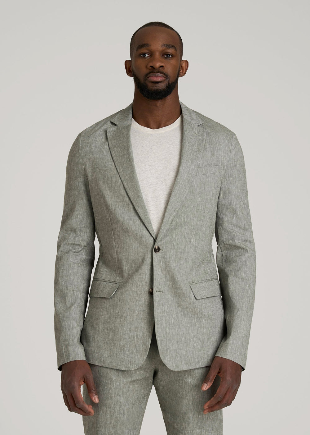 American Tall Sale | Stretch Linen Blazer for Tall Men in Climbing Ivy Linen