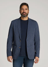American Tall For Sale | Stretch Seersucker Blazer for Tall Men in Navy and Off White Stripe