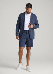 American Tall For Sale | Stretch Seersucker Blazer for Tall Men in Navy and Off White Stripe