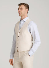 American Tall Online Shop | Stretch Linen Suit Vest for Tall Men in Light Beige Linen
