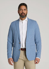 American Tall Discount | Stretch Seersucker Blazer for Tall Men in Tonal Blue Stripe