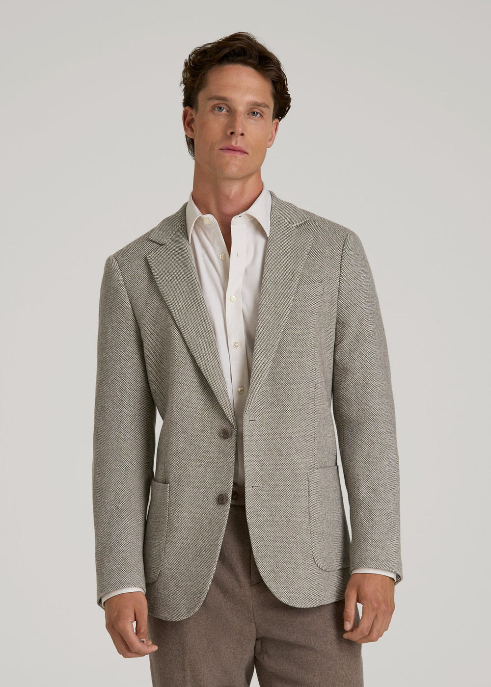 American Tall Sale | Wool Blend Blazer for Tall Men in Taupe Basketweave