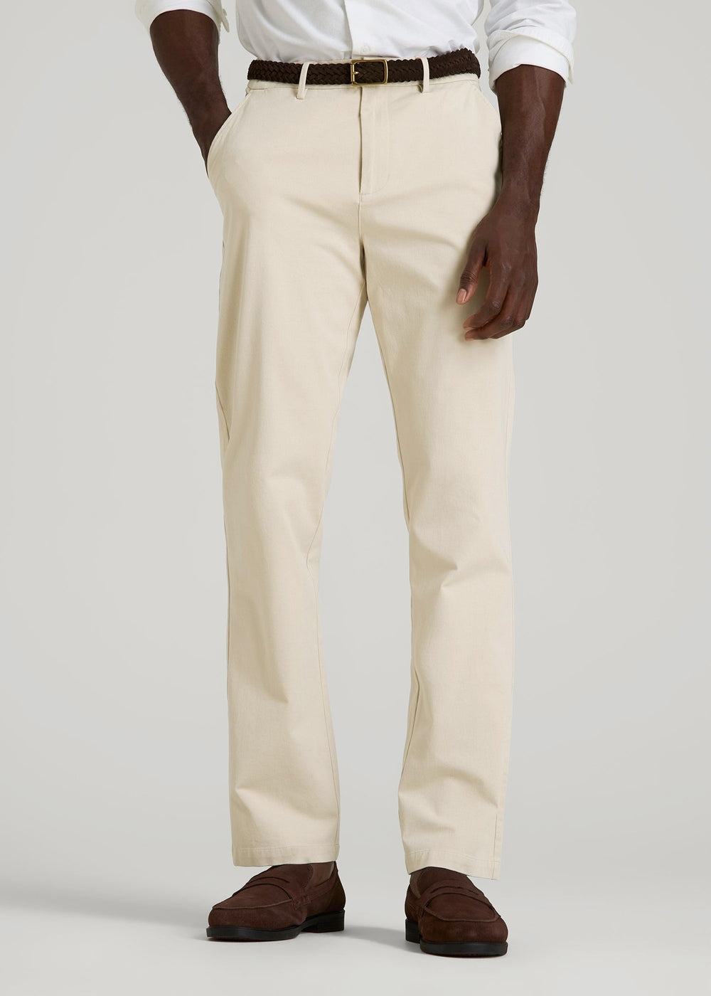 American Tall Online | 4 Way Stretch Commuter STRAIGHT Leg Chino Pants for Tall Men in Light Stone