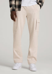 American Tall Online Shop | Wearever Fleece Straight Leg Cargo Sweatpant for Tall Men in Oatmeal Mix