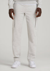 American Tall Discount | Wearever Fleece Straight Leg Cargo Sweatpant for Tall Men in Grey Mix