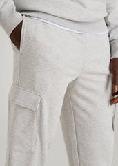 American Tall Discount | Wearever Fleece Straight Leg Cargo Sweatpant for Tall Men in Grey Mix
