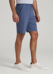 American Tall Outlet | Seersucker Shorts for Tall Men in Steel Blue