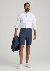 American Tall Outlet | Seersucker Shorts for Tall Men in Navy and Off White Stripe