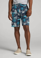 American Tall Online | Printed Stretch Cotton Shorts for Tall Men in Blue and White Palms