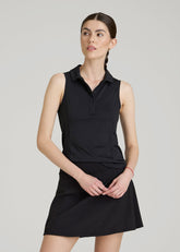 American Tall Discount | Active Sleeveless Polo Shirt for Tall Women in Black