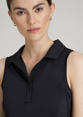 American Tall Discount | Active Sleeveless Polo Shirt for Tall Women in Black