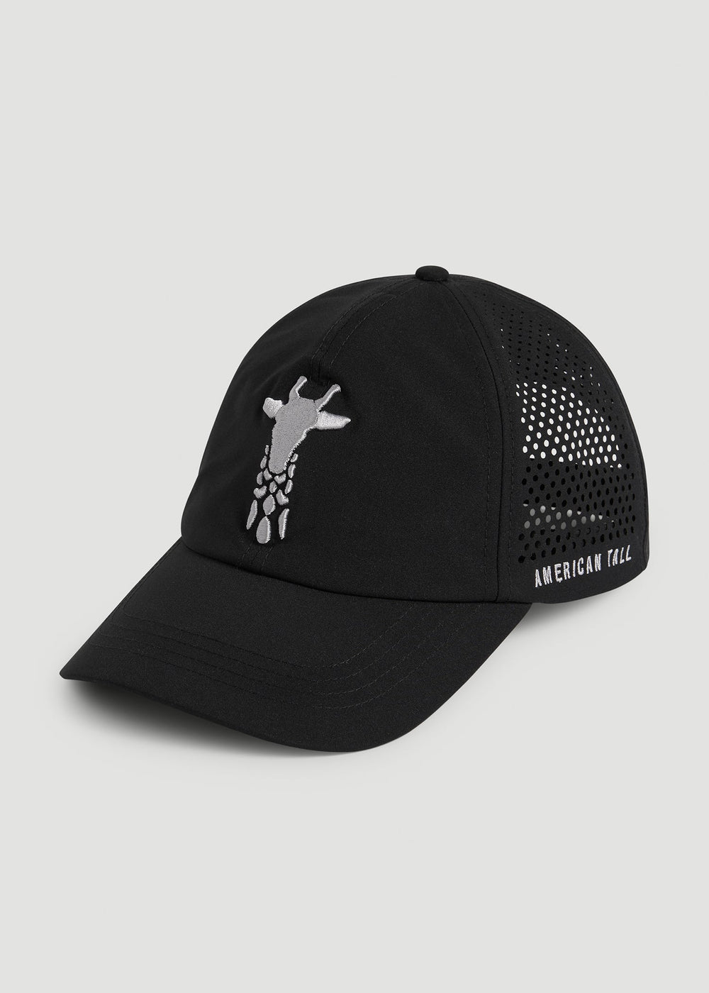 American Tall Online | Lightweight Perforated Hat in Black with Grey Logo
