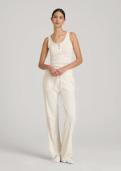 American Tall Outlet | Waffle Tank Top for Tall Women in White Alyssum