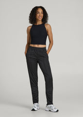 American Tall Online Shop | Ultra Lightweight Tricot Athletic Stripe Pants for Tall Women in Black And Black