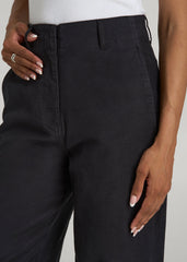 American Tall Discount | High Rise Wide Leg Flat Front Chinos for Tall Women in Black