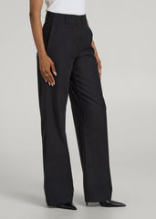 American Tall Discount | High Rise Wide Leg Flat Front Chinos for Tall Women in Black