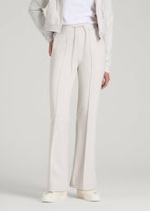 American Tall Sale | Soft Flex Ponte Flare Pants with Drawcord for Tall Women in White Sand