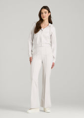 American Tall Sale | Soft Flex Ponte Flare Pants with Drawcord for Tall Women in White Sand