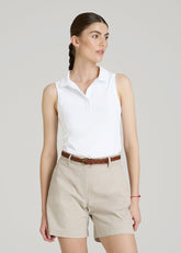 American Tall Outlet | Active Sleeveless Polo Shirt for Tall Women in White
