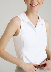 American Tall Outlet | Active Sleeveless Polo Shirt for Tall Women in White
