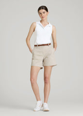 American Tall Outlet | Active Sleeveless Polo Shirt for Tall Women in White