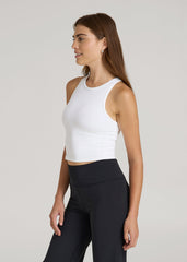 American Tall For Sale | Cropped Ribbed Tank Top for Tall Women in White