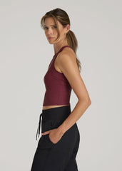 American Tall Discount | Cropped Ribbed Tank Top for Tall Women in Tawny Port